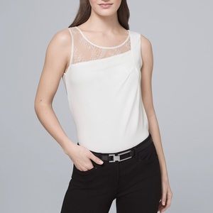 WHBM white lace and drap tank